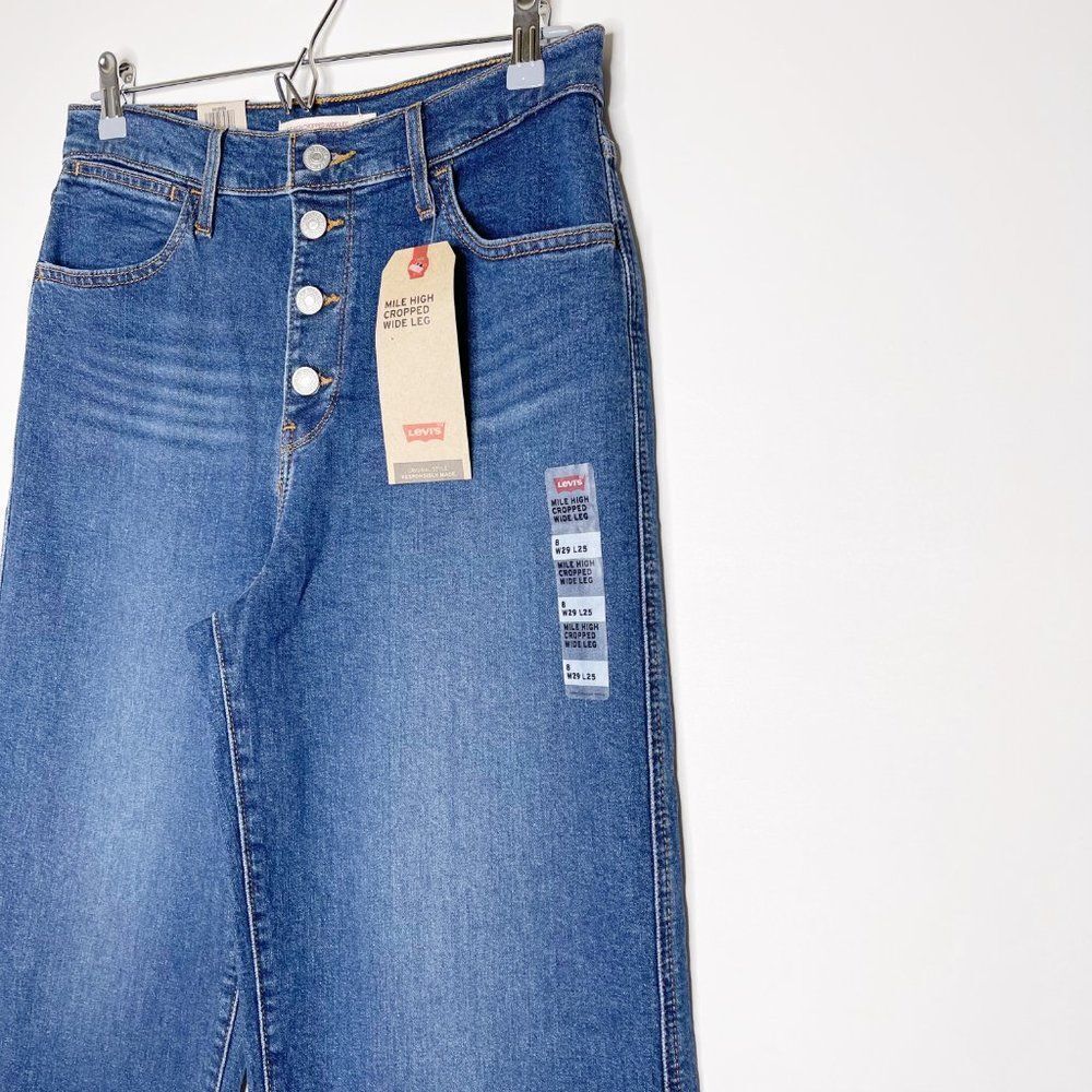 LEVI'S Mile High Button Fly Crop Wide Leg Jeans - Size 29 - Picture 4 of 9